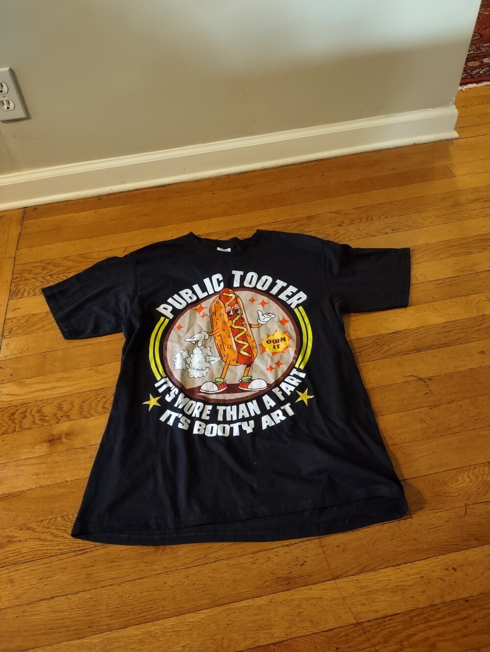 black public tooter hot dog funny tee size medium